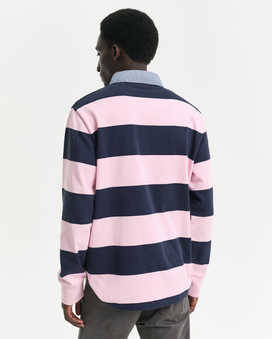 CALIFORNIA PINK, REG CHAMBRAY STRIPE HEAVY RUGGER, BACK-VIEW BY GANT AU.