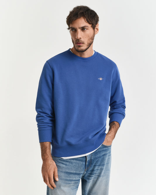 RICH BLUE, REG SHIELD C-NECK SWEAT, FRONT-VIEW BY GANT AU.