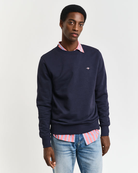 EVENING BLUE, REG SHIELD C-NECK SWEAT, FRONT-VIEW BY GANT AU.