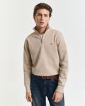 DRY SAND, REG SHIELD HALF ZIP SWEAT, FRONT-VIEW BY GANT AU.