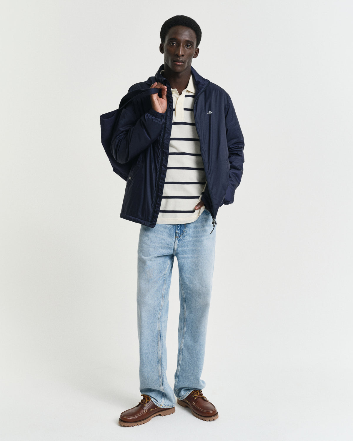 CREAM, STRIPED POLO BY GANT AU.