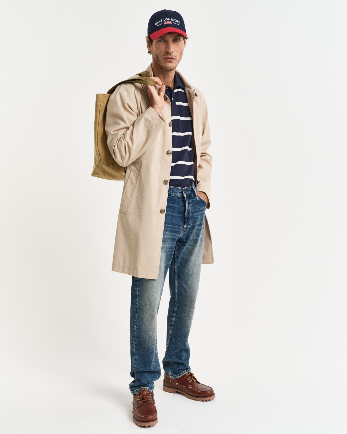 EVENING BLUE, STRIPED POLO BY GANT AU.