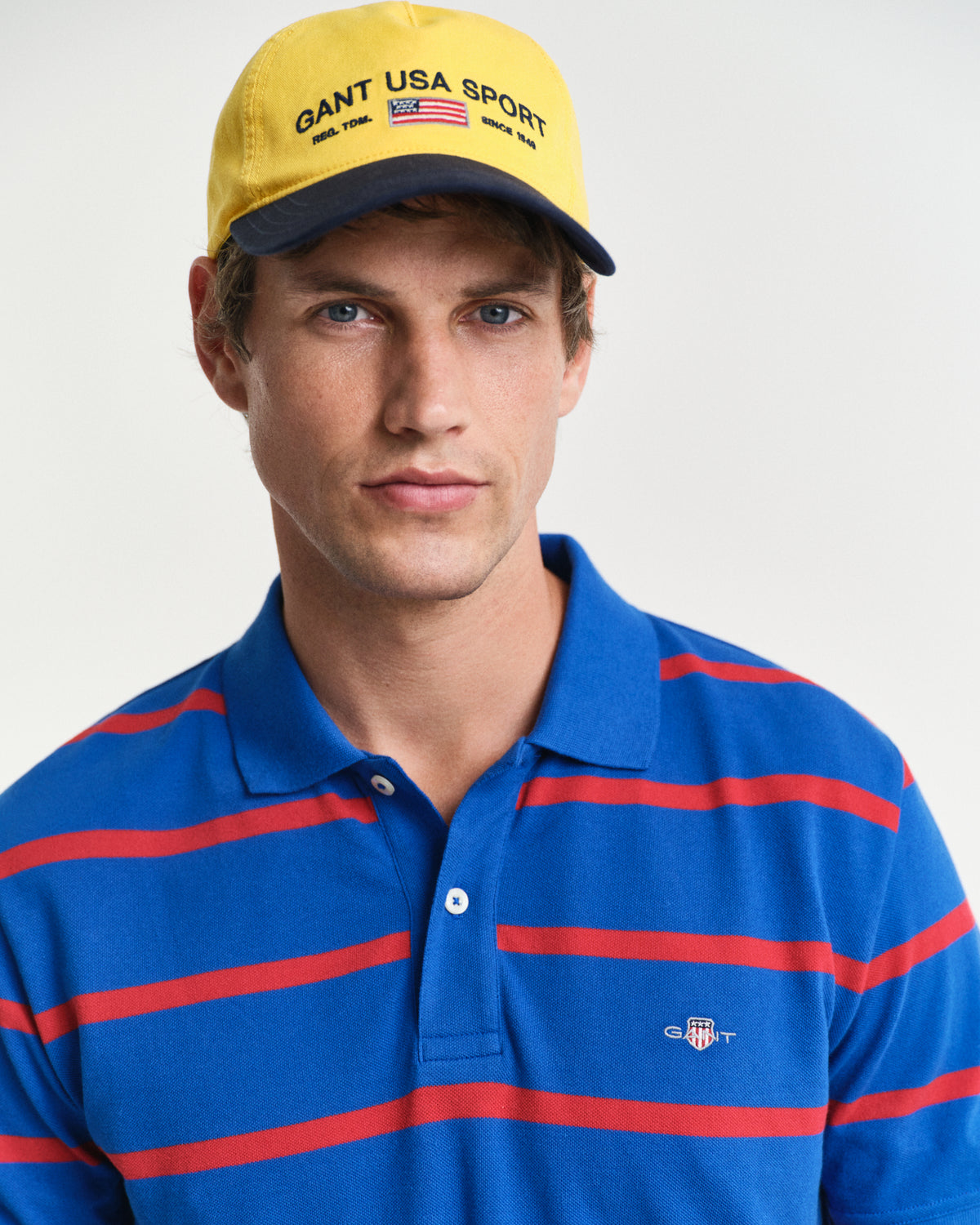 LAPIS BLUE, STRIPED POLO, CLOSE-UP BY GANT AU.