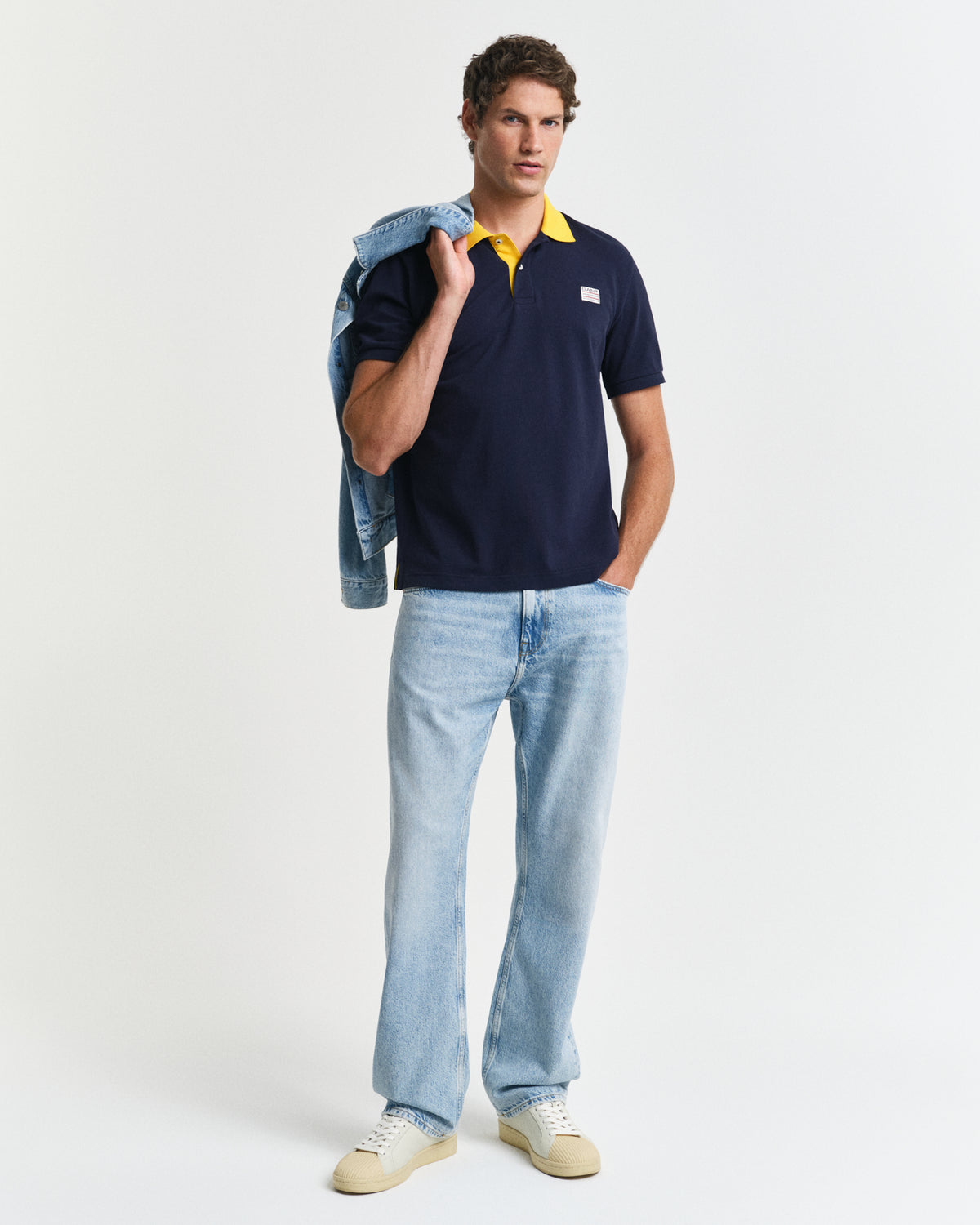 EVENING BLUE, CONTRAST SS POLO BY GANT AU.