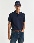EVENING BLUE, TEXTURED POLO, FRONT-VIEW BY GANT AU.
