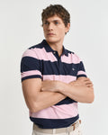 CALIFORNIA PINK, BLOCK STRIPE POLO, CLOSE-UP BY GANT AU.