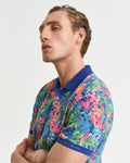 DEEP COBALT, PRINTED SS POLO, CLOSE-UP BY GANT AU.