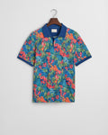 DEEP COBALT, PRINTED SS POLO, FLAT-LAY BY GANT AU.