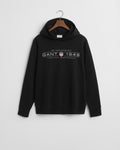 BLACK, GRAPHIC HOODIE, FLAT-LAY BY GANT AU.