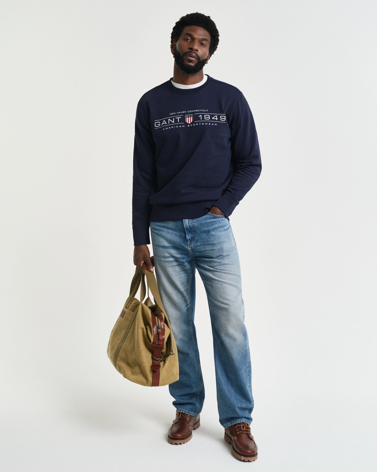 EVENING BLUE, GRAPHIC C-NECK SWEAT BY GANT AU.