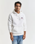 EGGSHELL, REG MEDIUM ARCHIVE SHIELD HOODIE, FRONT-VIEW BY GANT AU.