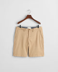 DARK KHAKI, SLIM TWILL SHORTS BY GANT AU.