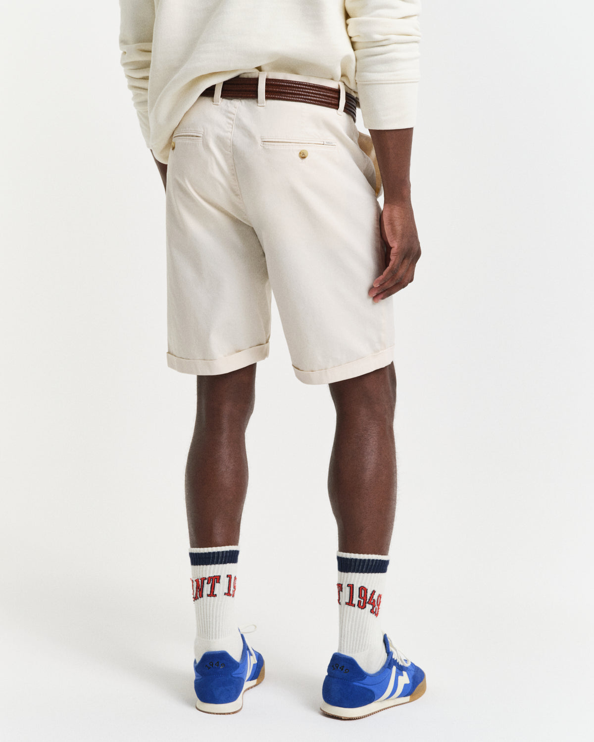 CREAM, REG SUNFADED CHINO SHORTS, BACK-VIEW BY GANT AU.