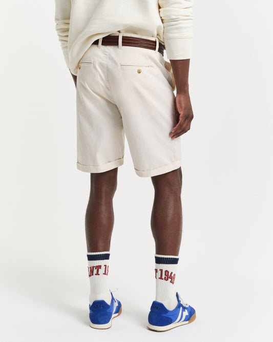 CREAM, REG SUNFADED CHINO SHORTS, BACK-VIEW BY GANT AU.