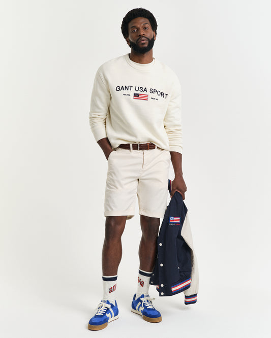 CREAM, REG SUNFADED CHINO SHORTS, FRONT-VIEW BY GANT AU.