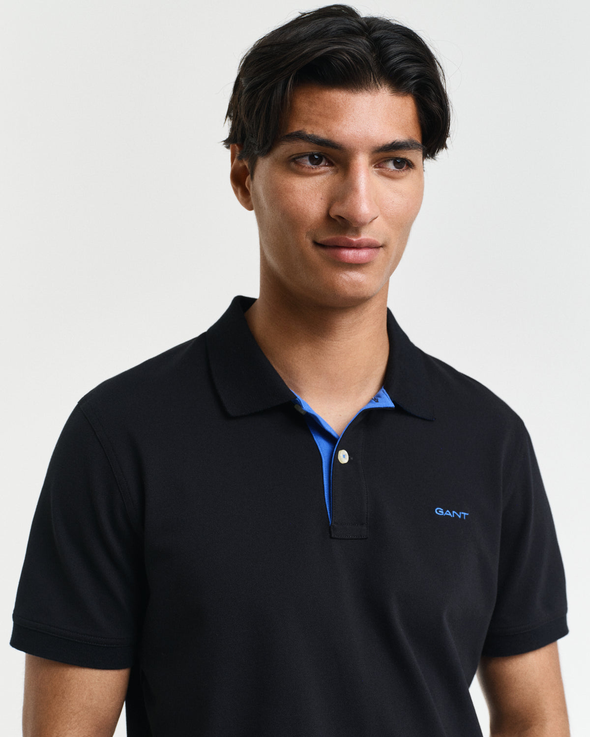 BLACK, REG CONTRAST PIQUE SS POLO, CLOSE-UP BY GANT AU.