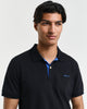 BLACK, REG CONTRAST PIQUE SS POLO, CLOSE-UP BY GANT AU.