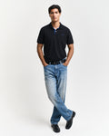 BLACK, REG CONTRAST PIQUE SS POLO BY GANT AU.