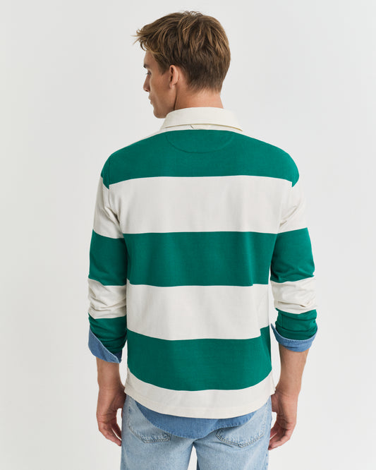 DEEP GREEN, BARSTRIPE RUGGER, BACK-VIEW BY GANT AU.