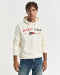 MODEL WEARING GRAPHIC SWEAT HOODIE