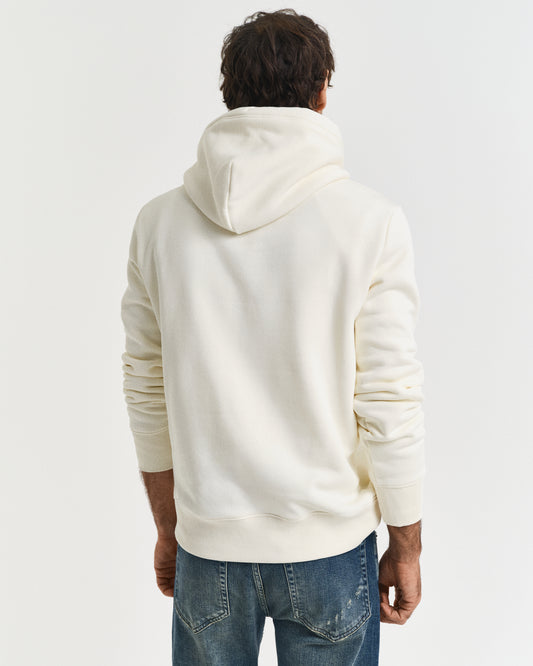 CREAM, GRAPHIC SWEAT HOODIE, BACK-VIEW BY GANT AU.