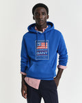 LAPIS BLUE, GRAPHIC SWEAT HOODIE, FRONT-VIEW BY GANT AU.