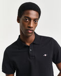 BLACK, REG SHIELD SS PIQUE POLO, CLOSE-UP BY GANT AU.