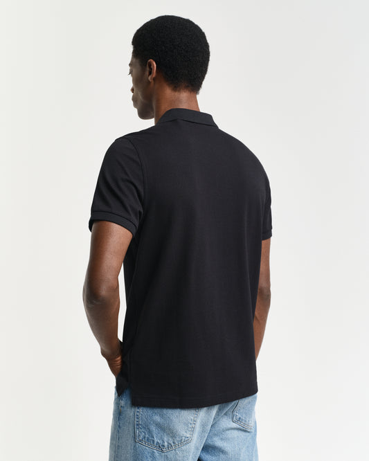 BLACK, REG SHIELD SS PIQUE POLO, BACK-VIEW BY GANT AU.