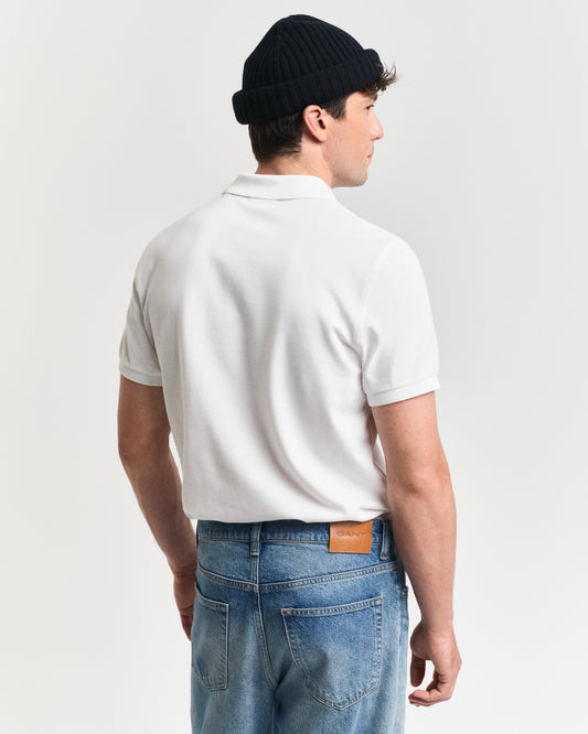 WHITE, REG SHIELD SS PIQUE POLO, BACK-VIEW BY GANT AU.