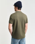 JUNIPER GREEN, REG SHIELD SS PIQUE POLO, BACK-VIEW BY GANT AU.