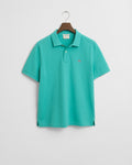 TROPIC BLUE, REG SHIELD SS PIQUE POLO, FLAT-LAY BY GANT AU.
