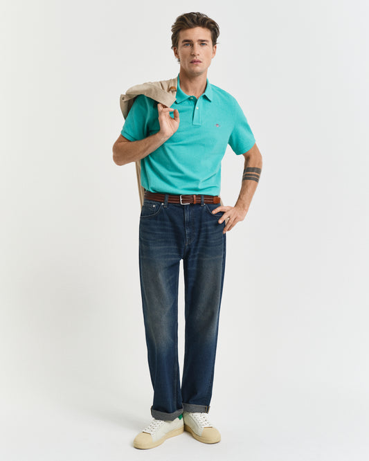 TROPIC BLUE, REG SHIELD SS PIQUE POLO BY GANT AU.