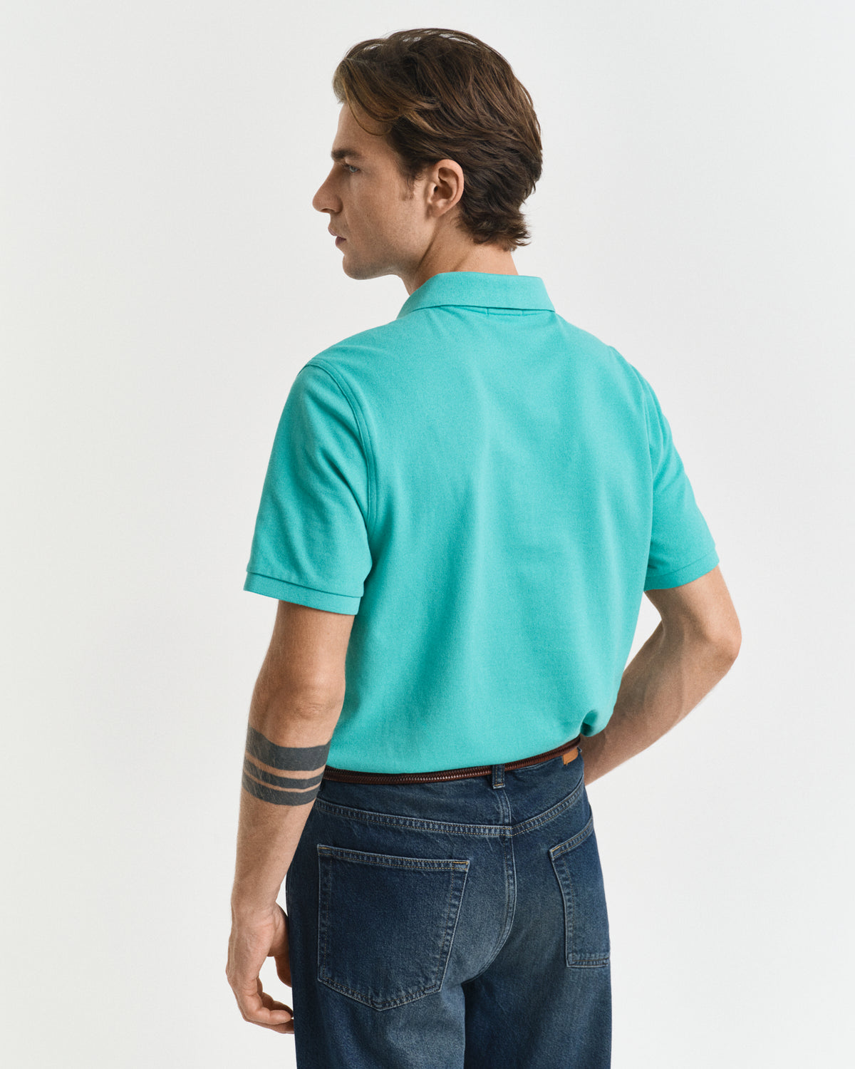 TROPIC BLUE, REG SHIELD SS PIQUE POLO, BACK-VIEW BY GANT AU.