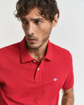 RUBY RED, REG SHIELD SS PIQUE POLO, CLOSE-UP BY GANT AU.
