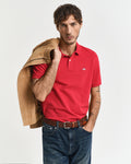 RUBY RED, REG SHIELD SS PIQUE POLO, FRONT-VIEW BY GANT AU.