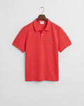 WATERMELON RED, REG SHIELD SS PIQUE POLO, FLAT-LAY BY GANT AU.