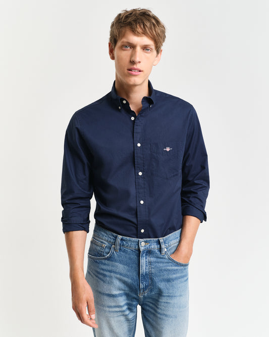 MARINE, REG CLASSIC POPLIN SHIRT, FRONT-VIEW BY GANT AU.