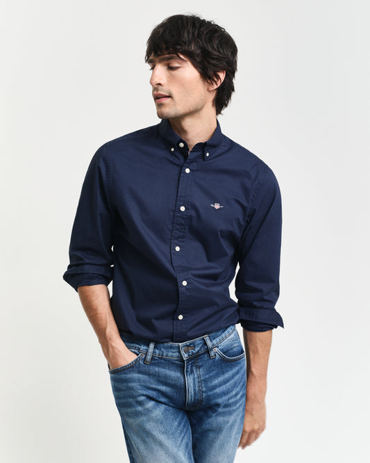 MARINE, SLIM CLASSIC POPLIN SHIRT, FRONT-VIEW BY GANT AU.