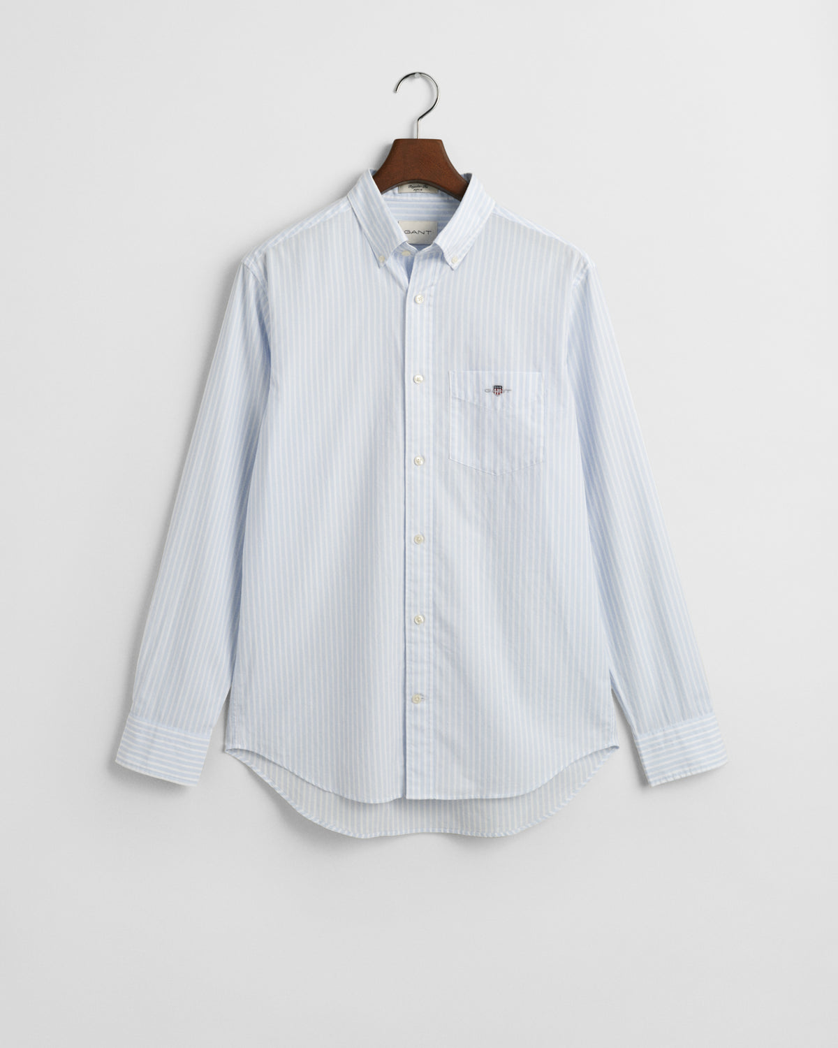 LIGHT BLUE, REG CLASSIC POPLIN STRIPE SHIRT, FLAT-LAY BY GANT AU.