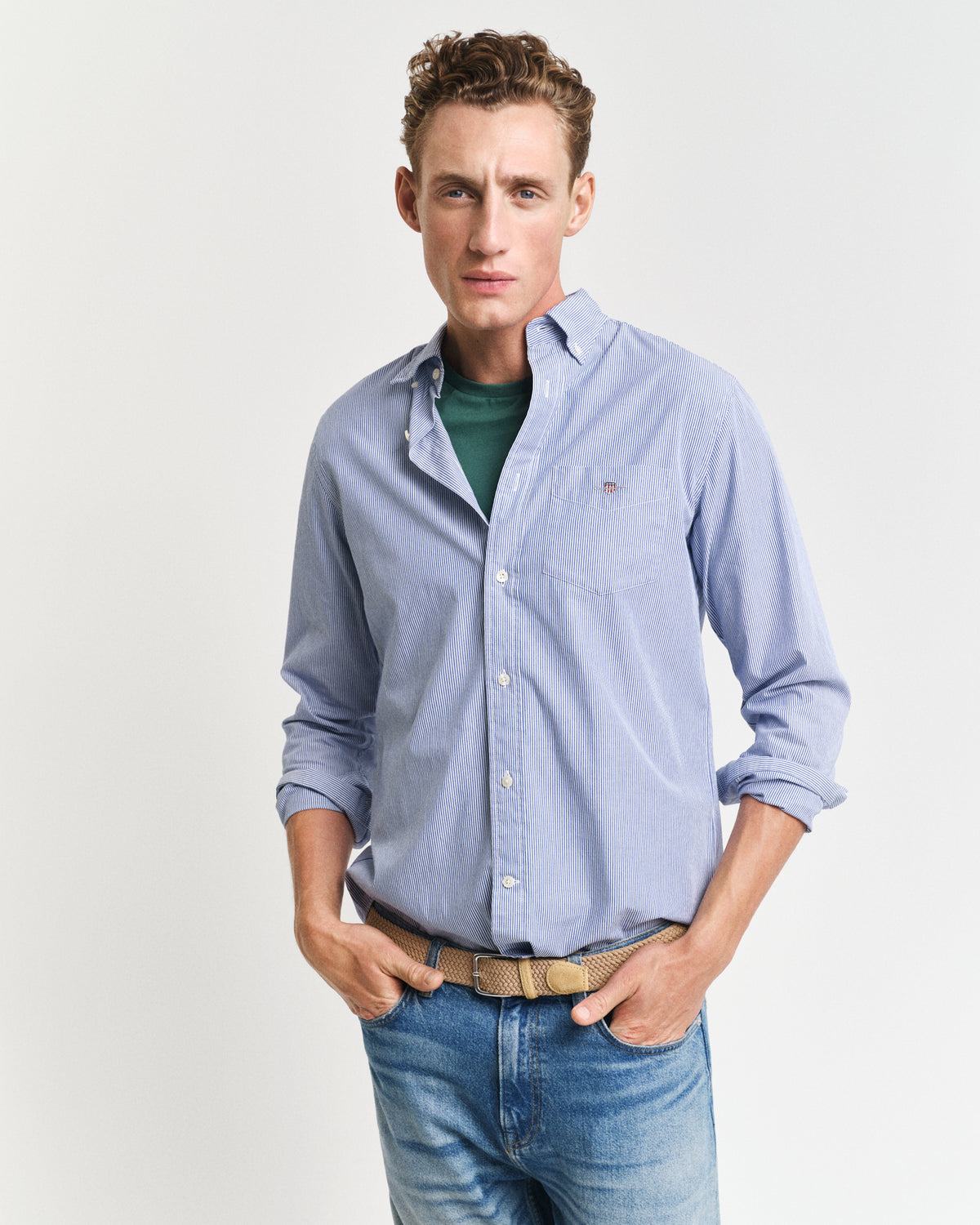 COLLEGE BLUE, REG CLASSIC POPLIN BANKER SHIRT, FRONT-VIEW BY GANT AU.