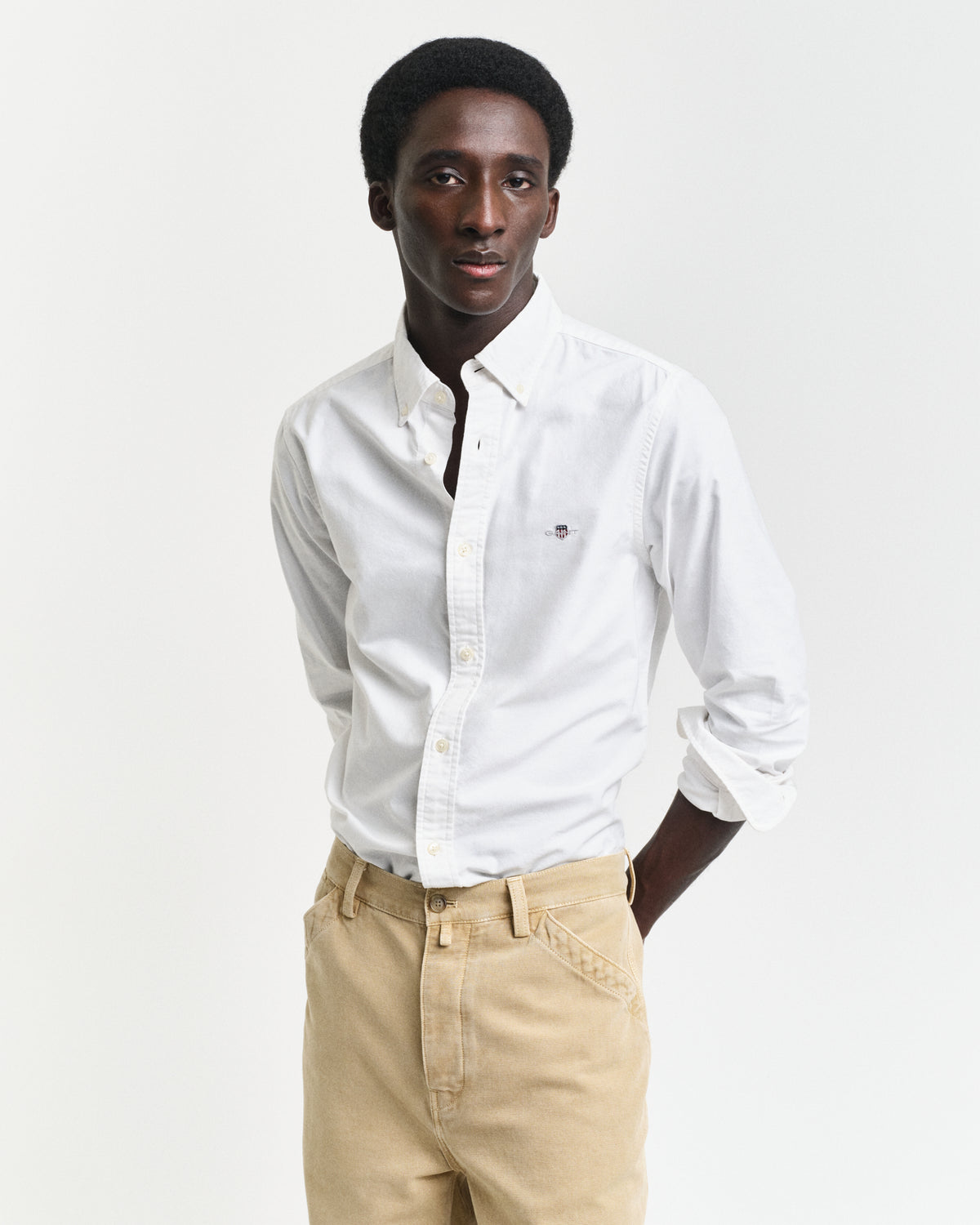 WHITE, SLIM CLASSIC OXFORD SHIRT, FRONT-VIEW BY GANT AU.