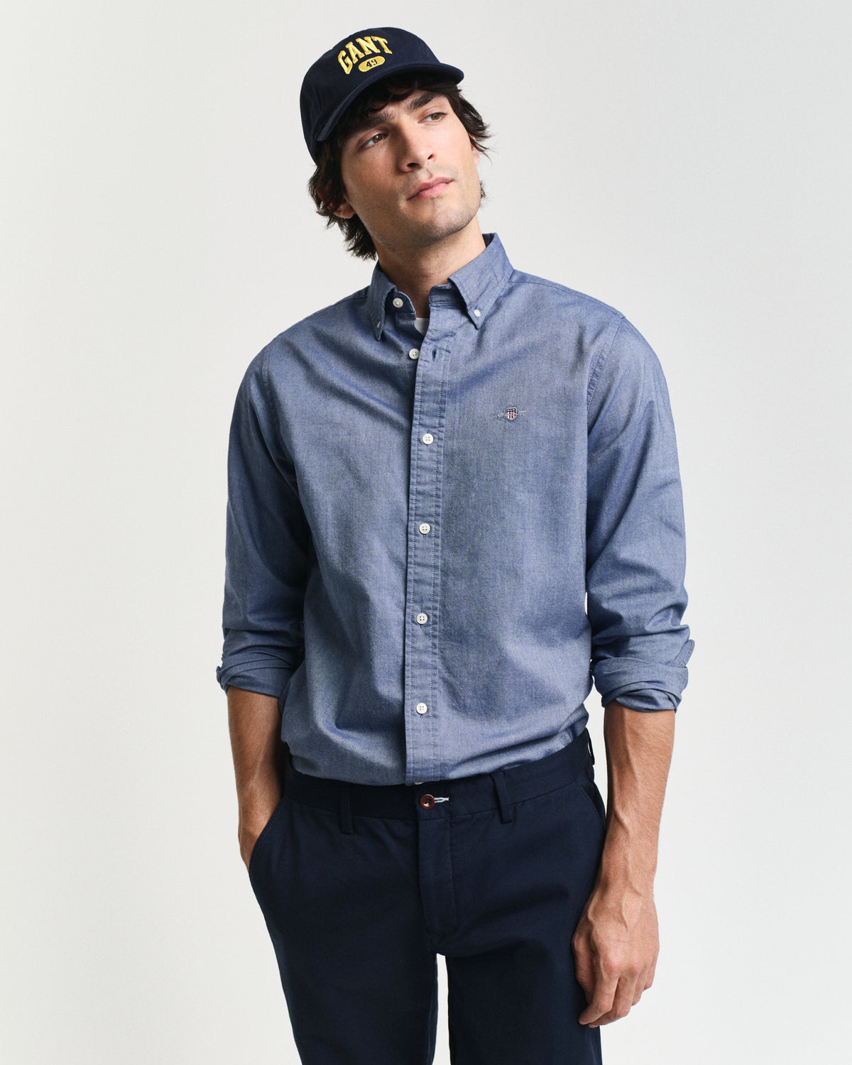 PERSIAN BLUE, SLIM CLASSIC OXFORD SHIRT, FRONT-VIEW BY GANT AU.