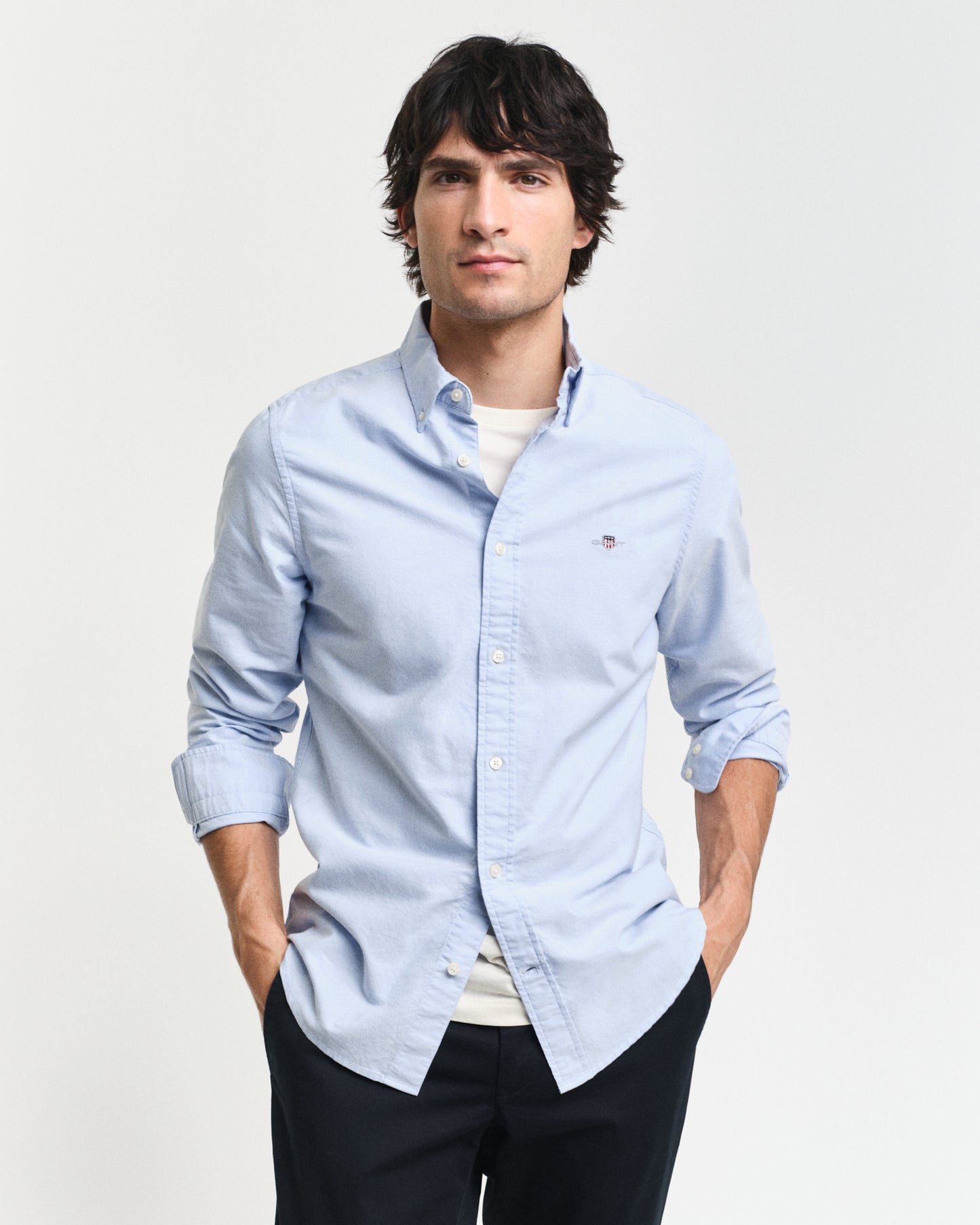 LIGHT BLUE, SLIM CLASSIC OXFORD SHIRT, FRONT-VIEW BY GANT AU.