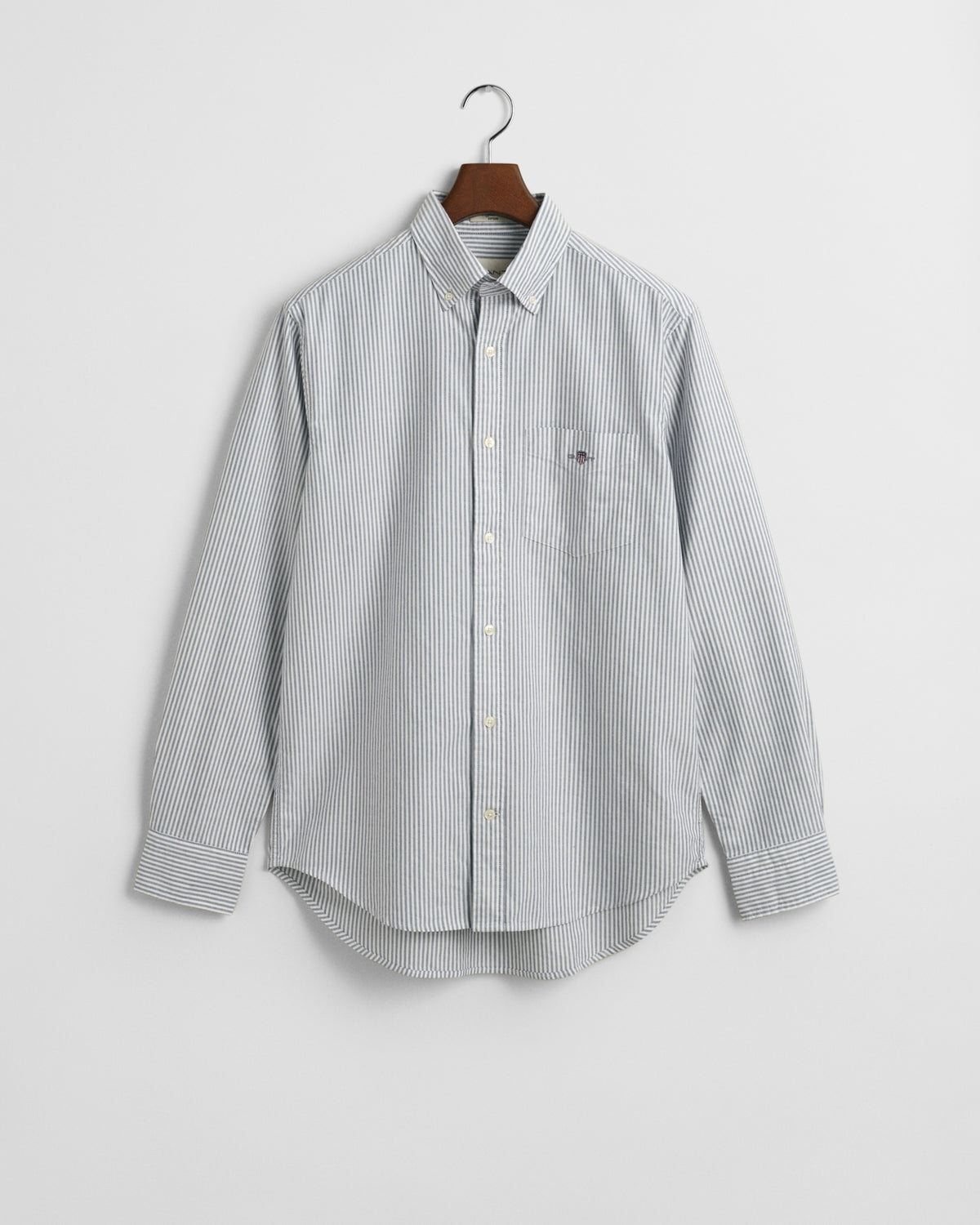 PERSIAN BLUE, REG CLASSIC OXFORD STRIPE SHIRT, FLAT-LAY BY GANT AU.