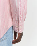 RUBY RED, REG CLASSIC OXFORD STRIPE SHIRT, CLOSE-UP BY GANT AU.