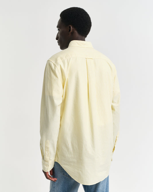 BANANA YELLOW, REG CLASSIC OXFORD STRIPE SHIRT, BACK-VIEW BY GANT AU.