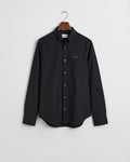 BLACK, SLIM PINPOINT OXFORD SHIRT, FLAT-LAY BY GANT AU.