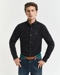 BLACK, SLIM PINPOINT OXFORD SHIRT, FRONT-VIEW BY GANT AU.