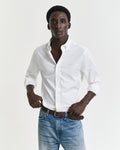 WHITE, SLIM PINPOINT OXFORD SHIRT, FRONT-VIEW BY GANT AU.