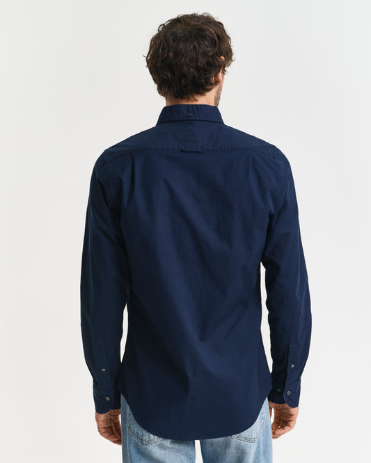 MARINE, SLIM STRETCH OXFORD SHIRT, BACK-VIEW BY GANT AU.